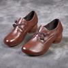 Spring and Autumn Head Layer Cowhide Single Shoes Women Thick Heel Soft Bottom Retro Leather Shoes