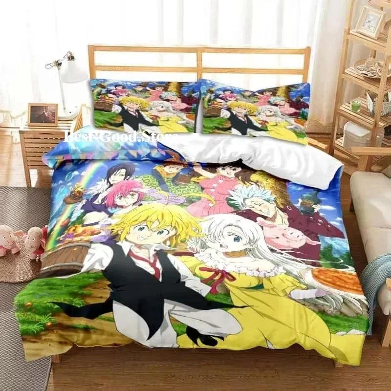 Nouvel Anime Les Sept Péchés Capitaux Al Saison Ensemble Lit Jumeau Ensemble de Linge de Lit Imprimé Avec Taie d'Oreiller Lit Doux Housse de Couette Douce Simple Double