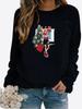 Autumn and Winter Women's Christmas Theme Printing Sweater Round Neck Long Sleeve Casual Sweatshirt Plus Size Top