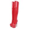 Red Sexy Over Knee Platform Boots Women Fetish High Spike Heels White Patent Leather Club Ladies Winter Zipper Thigh-high Boots