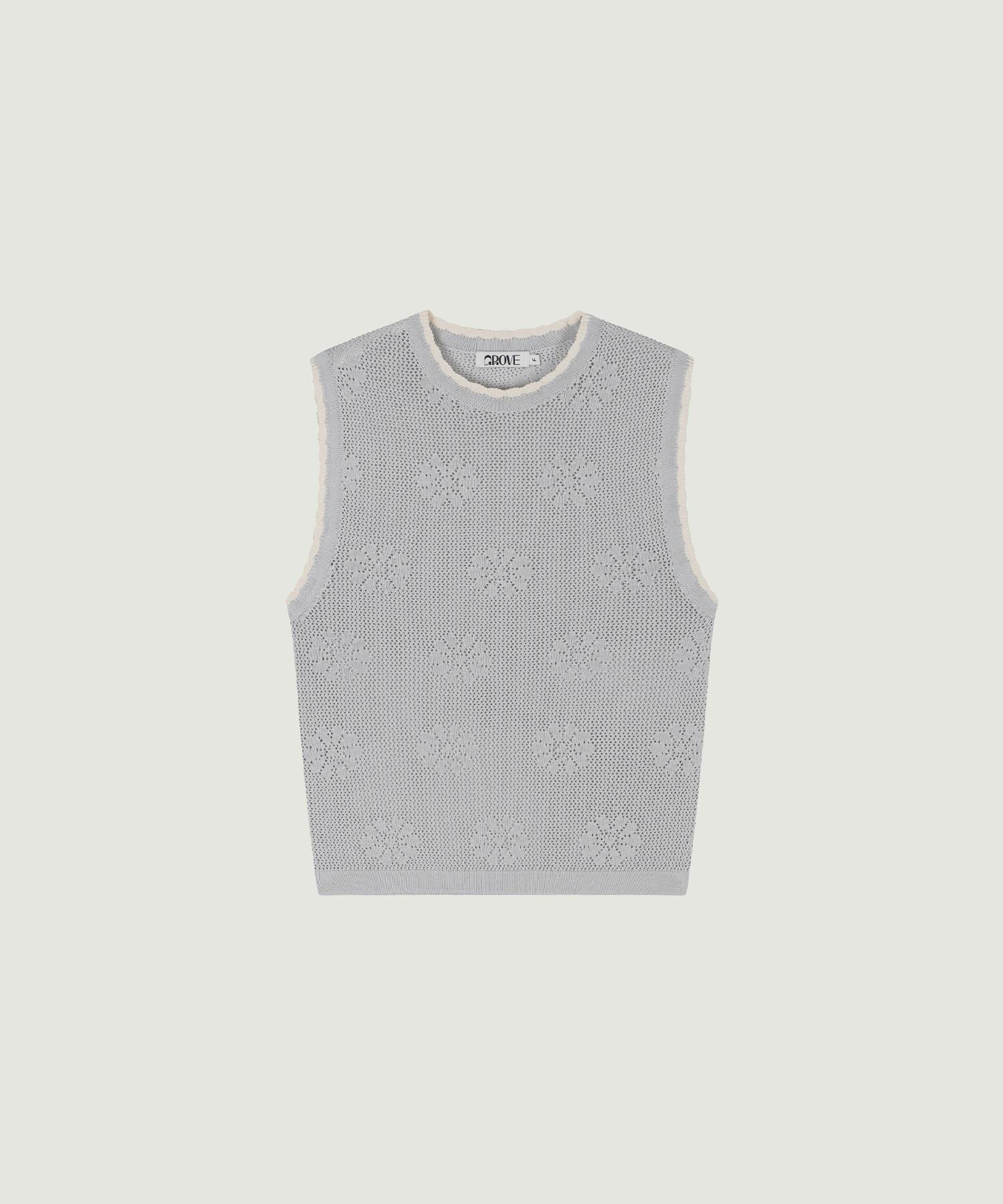 Grove Daisy Knit Top (Grey) Grey/F