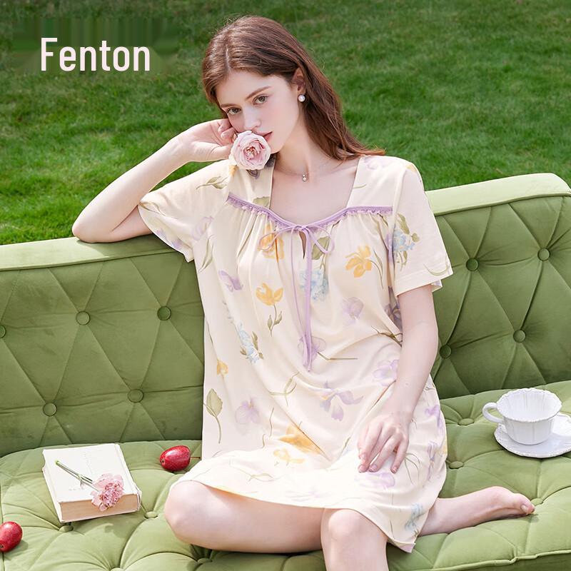 Fenteng Women s Square Collar Pure Cotton Nightgown XL