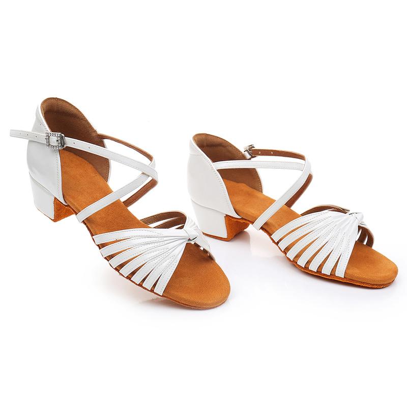 Women Girls Child Latin Dance Shoes Low-heeled Salsa Ballroom Tango Shoes Soft Sole 3.5CM Heel