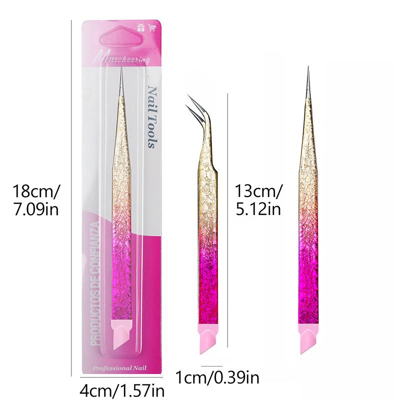 Double-Ended Eyelashes Extension Tweezers Makeup Tools Nail Art Tweezers With Silicone Pressing Head Nail Stickers Pick Up Clip