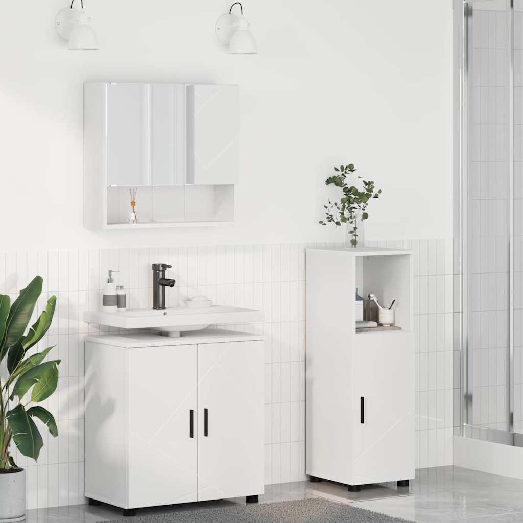 Bathroom Furniture Set with Door 3 Pcs White Wood Based Material & Metal