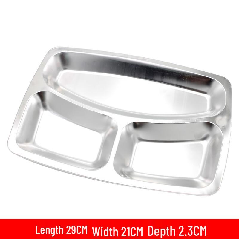 Morona Thickened Stainless Steel 3-Compartment Round Lunch Tray (10-Pack)