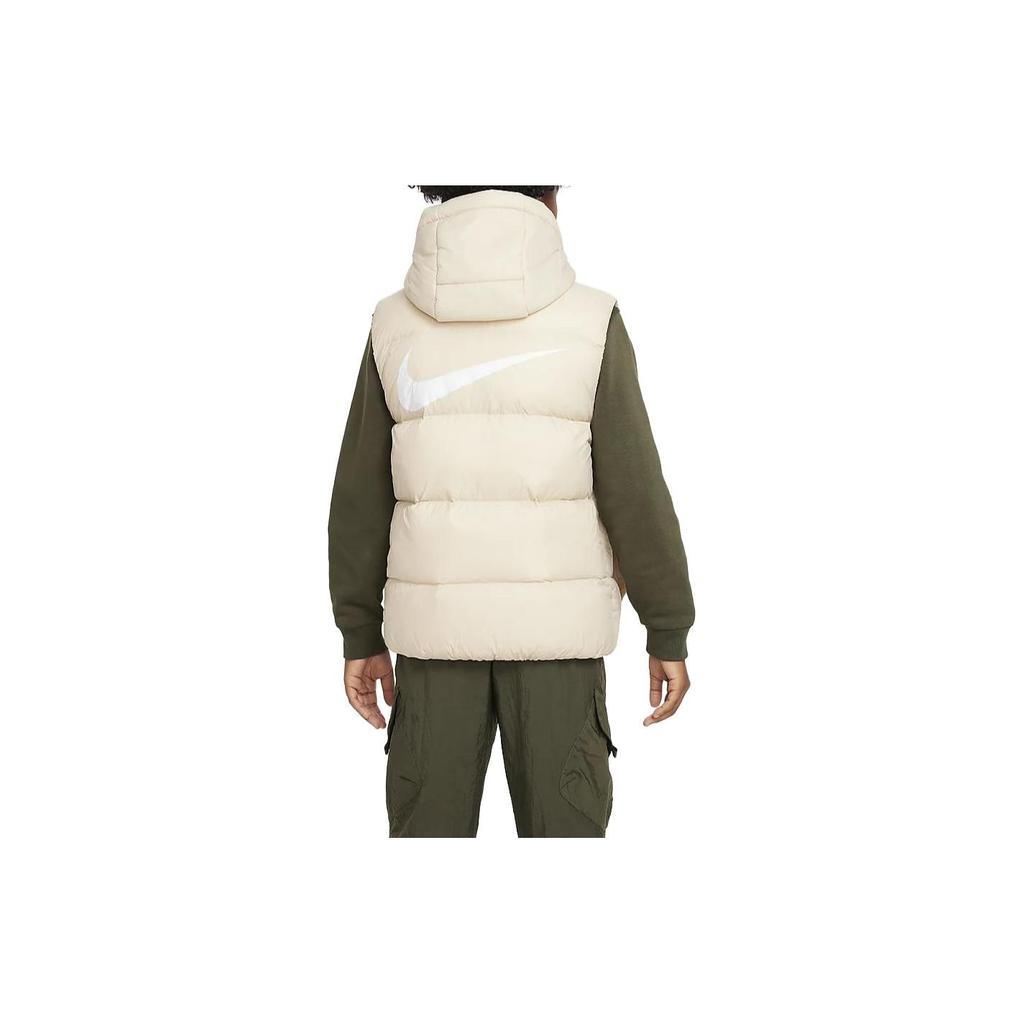 Nike Barn Logo Trykk Avtakbar Hette Dunvest Barn vest Sand-Hvit DZ9728-126