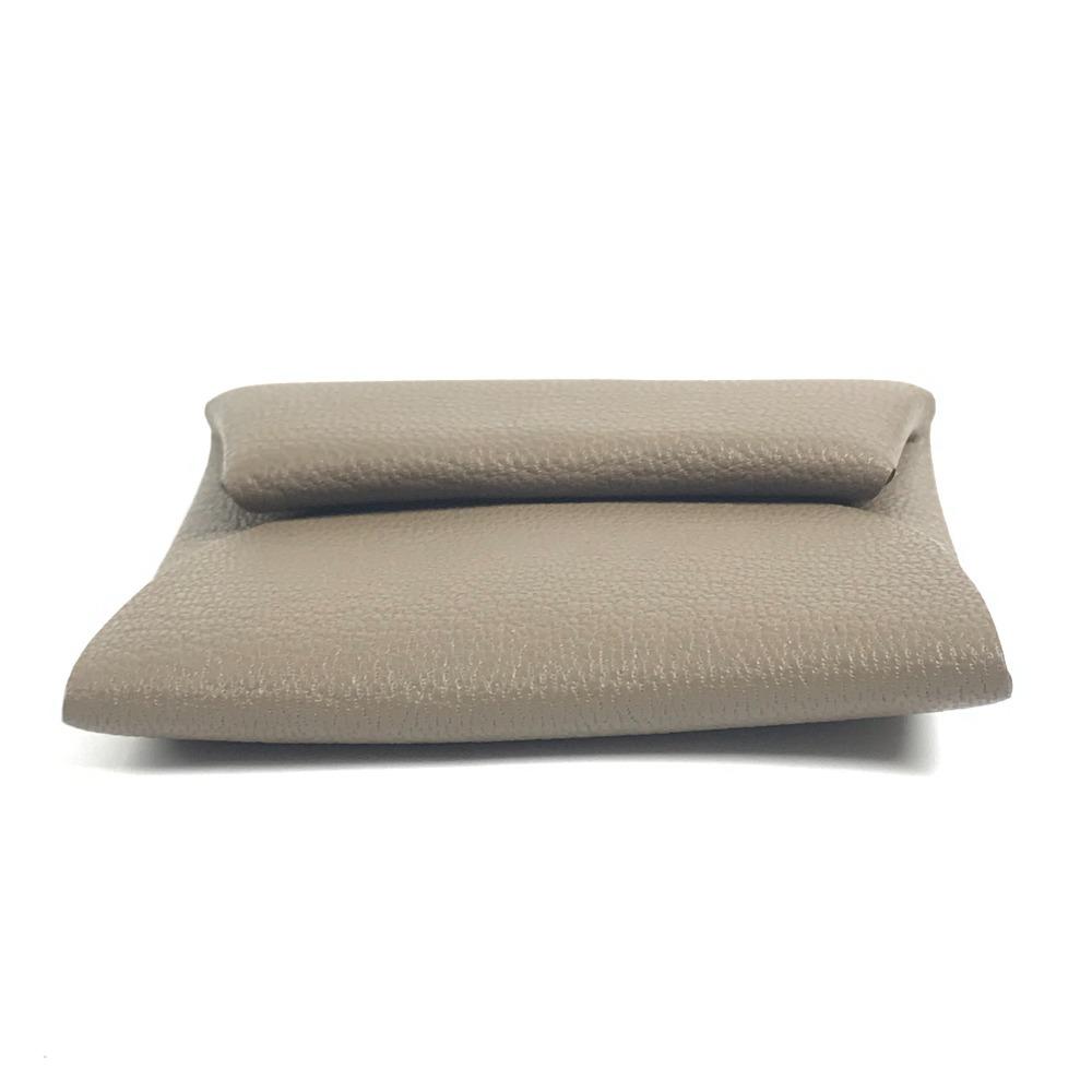 HERMES Bastia Wallet Coin Case Square coin purse Chevre Etoupe gray Unused