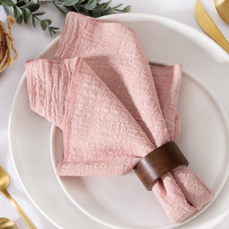 20pcs 30x30cm Gauze Cotton Napkins Retro Burrs Cloth Napkin Christmas Vintage Wedding Party Baby Shower Table Decor Wholesale