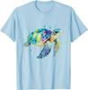 Watercolor Sea Turtle Graphic Tee Breathable Cotton Casual T-Shirt for Men Beach Trip