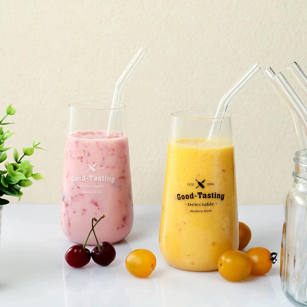 4 szt. 20 cm Szklane Słomki do Picia Wielokrotnego Użytku Kolorowe Szklane Słomki do Napojów Sok Ekologiczne Słomki Koktajlowe Barowe Naczynia do Picia