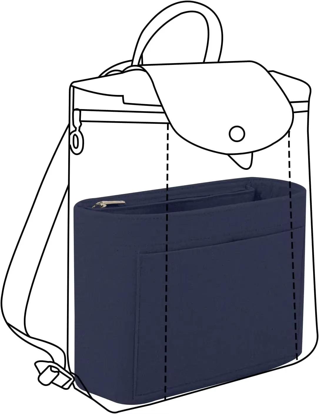 

Y2k Purse Organizer Insert for Handbags,Felt Bag Insert Dividers with Multi-pockets темно-синий