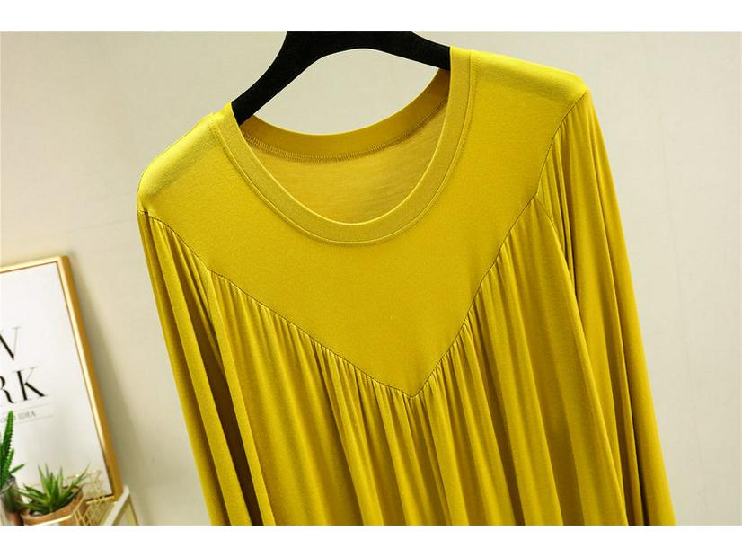 V-Neck Pleated Modal Cotton Long Nightdress - Women's Spring/Summer 2022 Collection