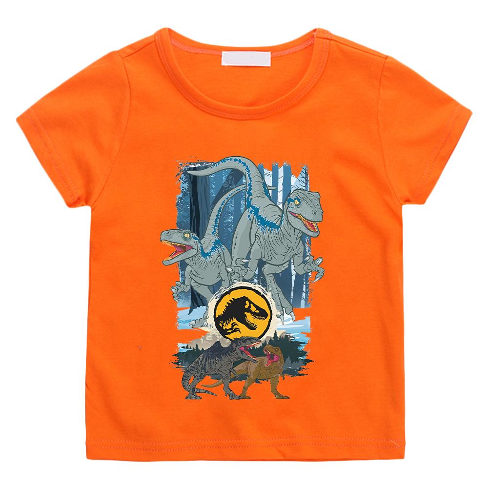 Jurassic World T-shirt Dinosaur Classic Movies 100%Cotton Casual Retro Tee-shirt Graphic Printing Children Clothes Tees Top Kids