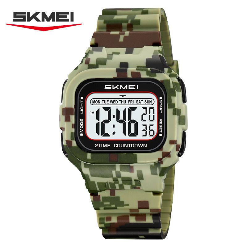 Outdoor sports student watch waterproof multi-function electronic watch dual time fashion square electronic watch