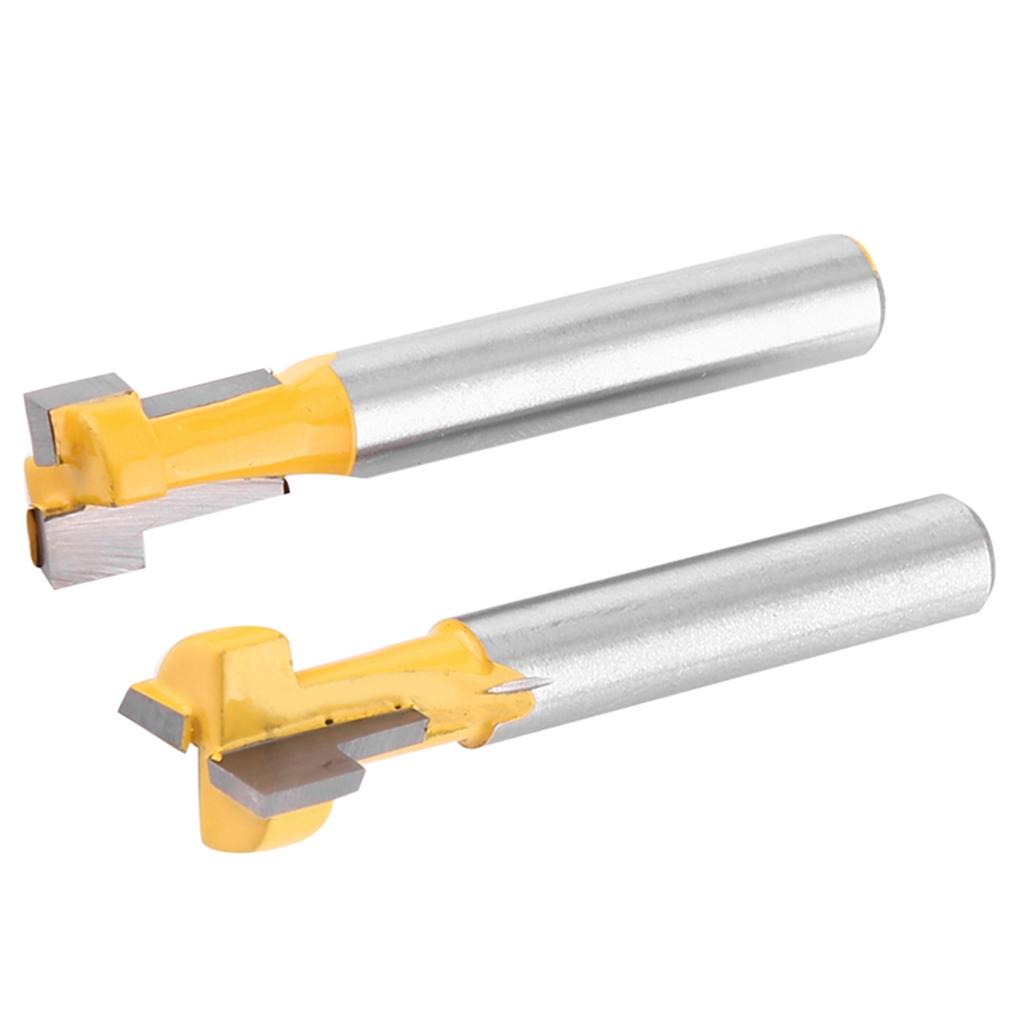 2pcs Yellow T Slot Cutter Router Bit for 38"" & 12"" Cutting Edge 14"" Shank