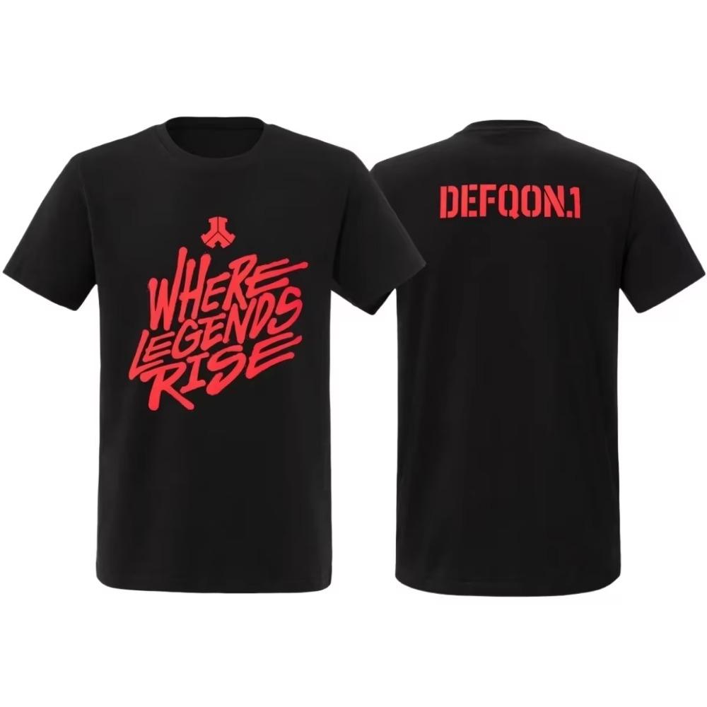 Defqon 1 Where Legends Rise T-Shirt Men Women Short Sleeve Cotton Tees Retro Hip Hop Streetwear Brand Tops Summer Men's Clothing