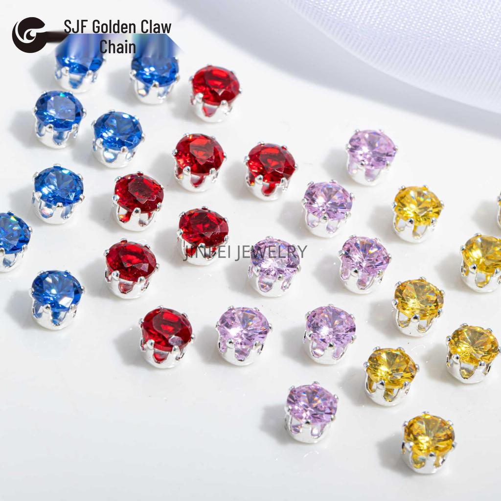 Round Claw Zircon Crystal DIY Jewelry Accessories for Bracelets, Necklaces, Wedding Dresses, and Dance Costumes