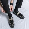 Banchet de lux Mocasini din piele lacuita cu strasuri sociale Gentleman Brand pantofi rochii formali Stage Fashion Slip-on pentru bărbați