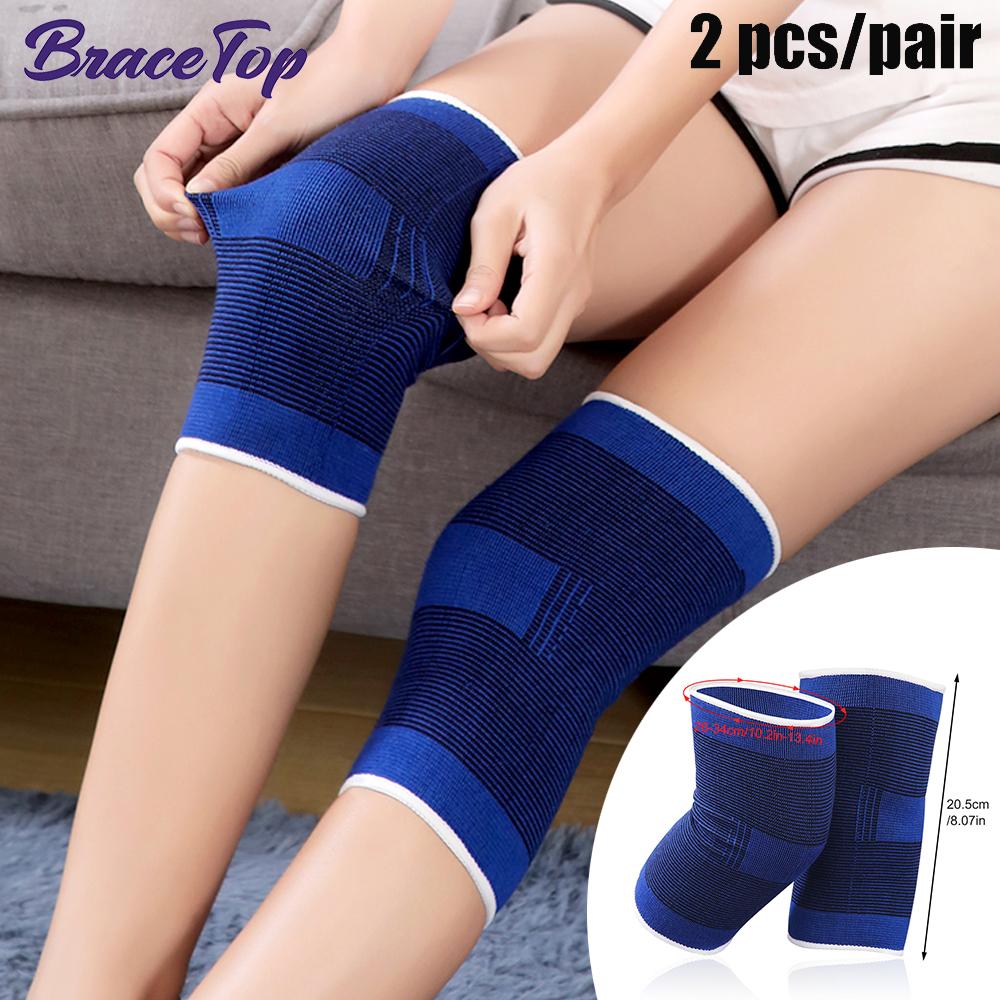 Bracetop 1 Pair Sports Knee Support Features Brace Wraps Compression Sleeve Stabilizer For Arthritis Meniscus Patella Protector Running
