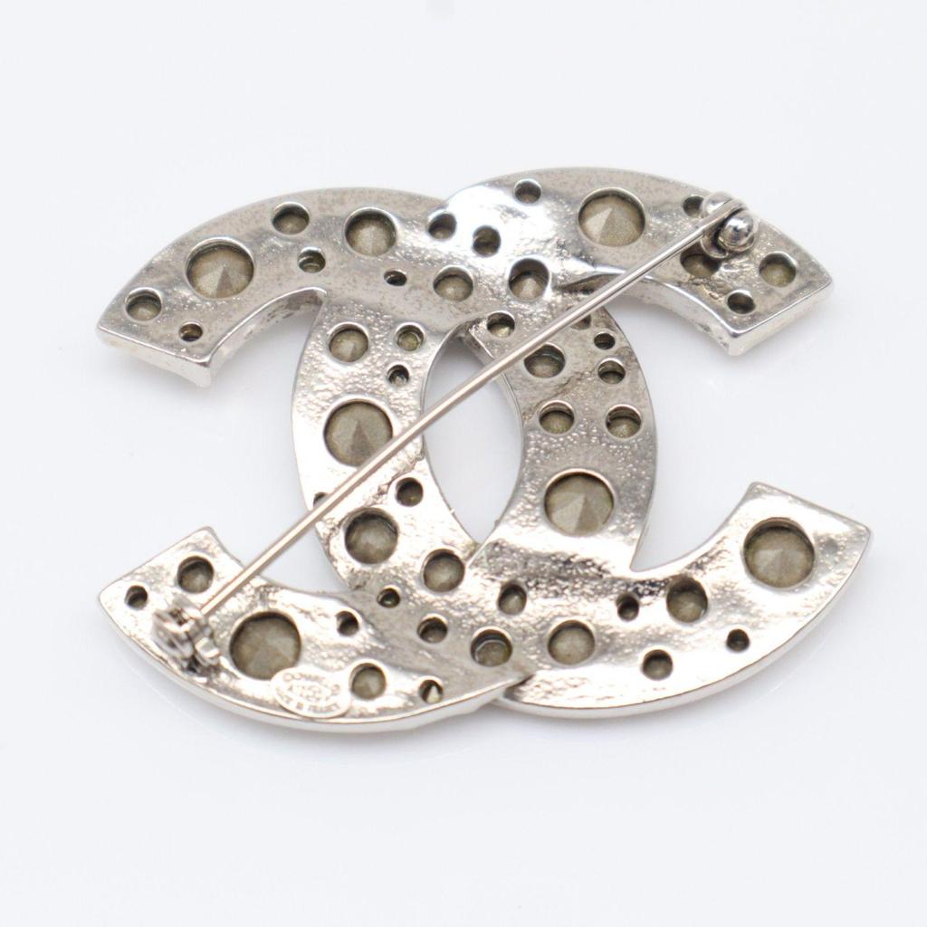 Used Returns accepted within 3 days Beautiful condition CHANEL Chanel Coco Mark Rhinestone Brooch SP A12V Brooch Silver Ladies