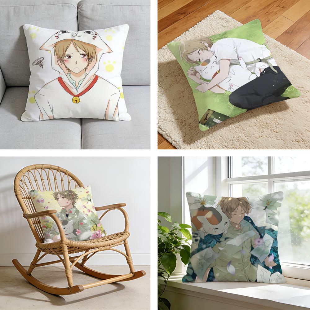 NNatSUmes Book of Friends Anime Cushion Cover Short Plush Pillowcase for Bed Sofa Carwashable