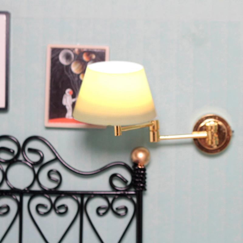 1:12 Dollhouse Mini Wall Lamp Led Lamp Foldable Telescopic Wall Light Decor Toy