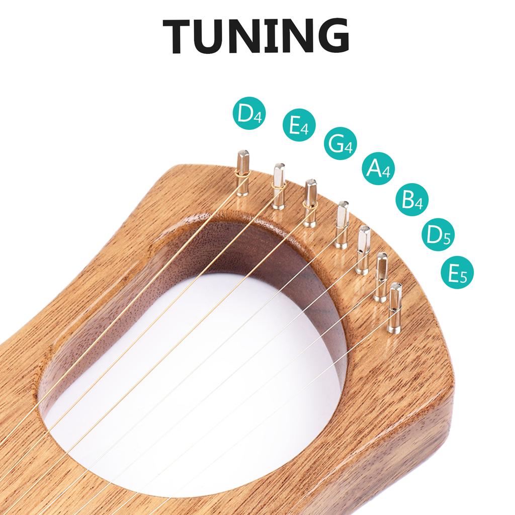 7-String Lyre Harp Ancient Lyres Terminalia Wood String Instrument with Carry BagCelsius Extra String SetCelsius Tuning WrenchCelsius Cleaning C