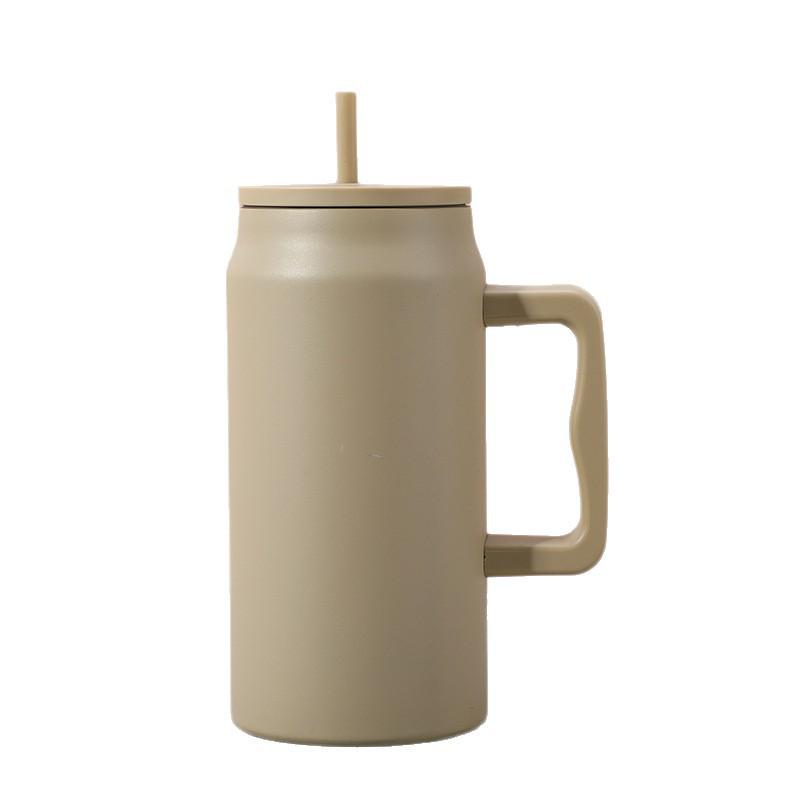 Large Capacity Travel Cup with Handle & Straw, Leak-Proof, Portable, Fits Car Cup Holder, Ice Cooler Function