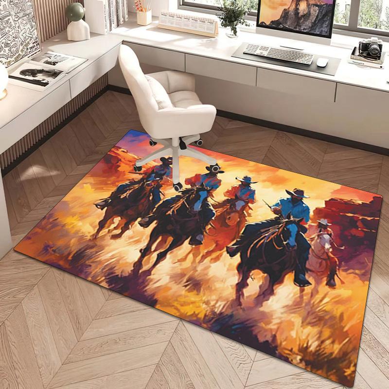 1Pc Cowboy Print Rug - home decoration Carpet For Living Room Bedroom Flooring Computer Chair Area Rug