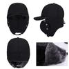 Flight Winter Winter Hat with Ear Windproof and Ski Fluffy Russian Bomber Warm Pilot Cap for Motorcycle Mountain and Outdoor Work Men's Cap, Flaps,