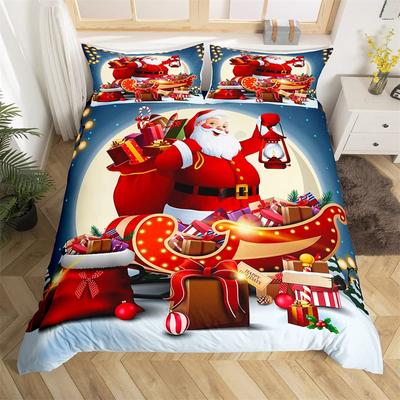 Christmas Duvet Cover Santa Claus Bedding Set Xmas Happy New Year Decor Comforter Cover Microfiber Bedspread Cover Queen Size