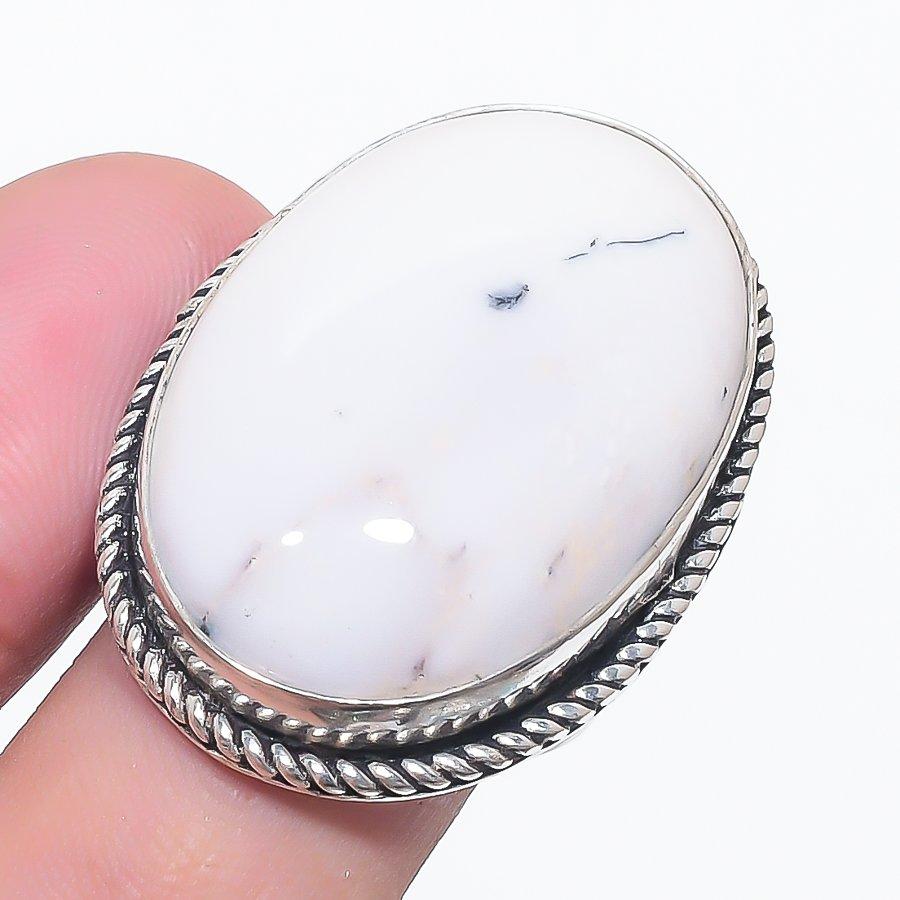 

Natural Dendrite Opal Gemstone 925 Sterling Silver Jewelry Ring Size 8 AR-15718