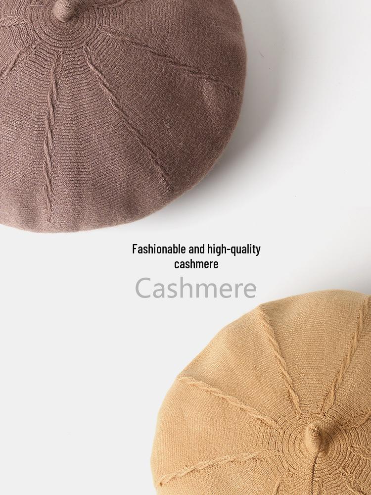 Women's Cashmere Knitted Beret - Autumn/Winter Korean Style, Flattering Fit, Japanese Wool Painter Hat.