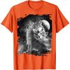 Wolf Family Howling Graphic Tee Black White Print Casual Round Neck Tshirt For Men