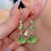 Exquisite Green Rhinestone Opal Tassel Earrings for Women Fashion Beautiful Daily Accessories Party Jewelry Gifts for Girlfriend