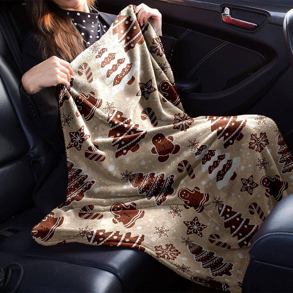 Christmas Gingerbread Cookies Blanket Soft Throw Blanket For Home Bedroom Bed Sofa Travel Office Solid Christmas Blanket
