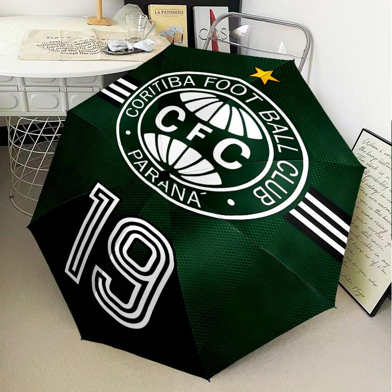 1PC Cori-tiba Football Club Crest Printed Umbrella Folding umbrella, automatic umbrella 8-Frame for Travel, camping Fan gifts Christmas Gifts