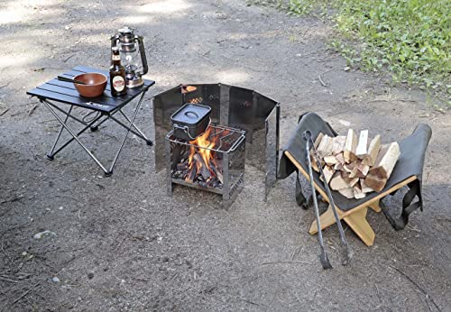 CAPTAIN STAG Windscreen/Reflector Windbreak, Stainless Steel, with Storage Bag, M Size, Silver (UG-3298)