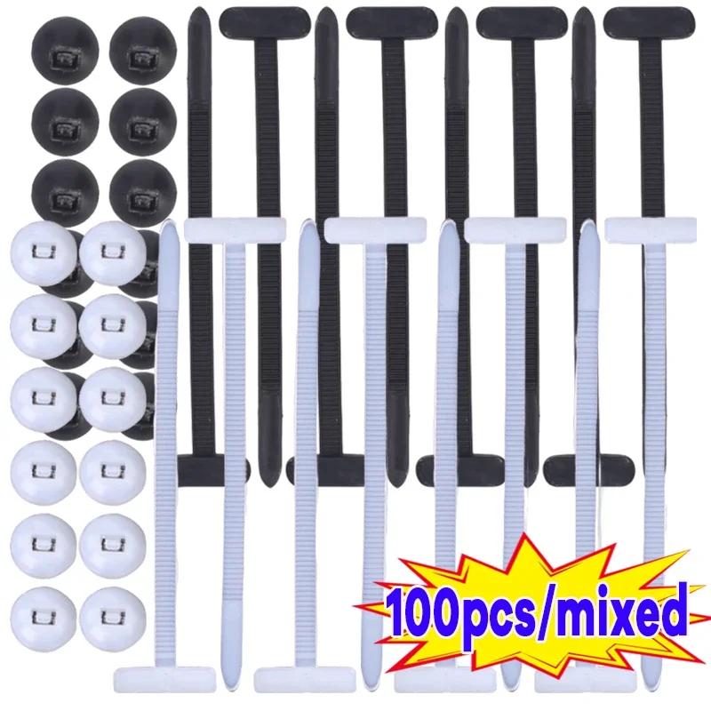 1-100pcs Universal Nylon Cable Ties Buckle Cable Tie Clips Fix Wires Tool Self-locking Car Fastener Buckles Interior Accessories