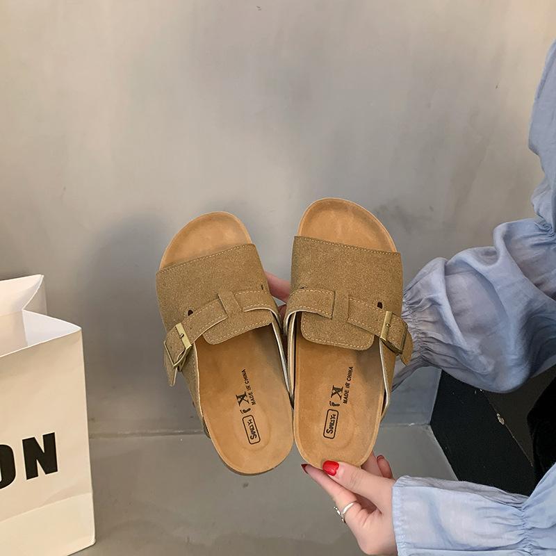 

Ленивый Бокен крутые тапочки женские носят новые весенне-летние полушлепки пляжные туфли на платформе тапочки большого размера на одной педали 40 коричневый