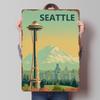 Seattle Travel Vintage With Space Needle Printed Poster Customized Retro Wall Art Vintage Metal Tin Signs for Home Office Decor