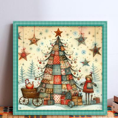 Weihnachtsbaum Gedrucktes Kreuzstich-Set DIY 11CT Fadenkunst Handarbeit Wanddeko