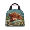Insulated Highland Cow Print Lunch Bag with Ice Pack Compatible - Cute Scottish Cow Tote For,, & Picnics - Bag (Non-Food Contact