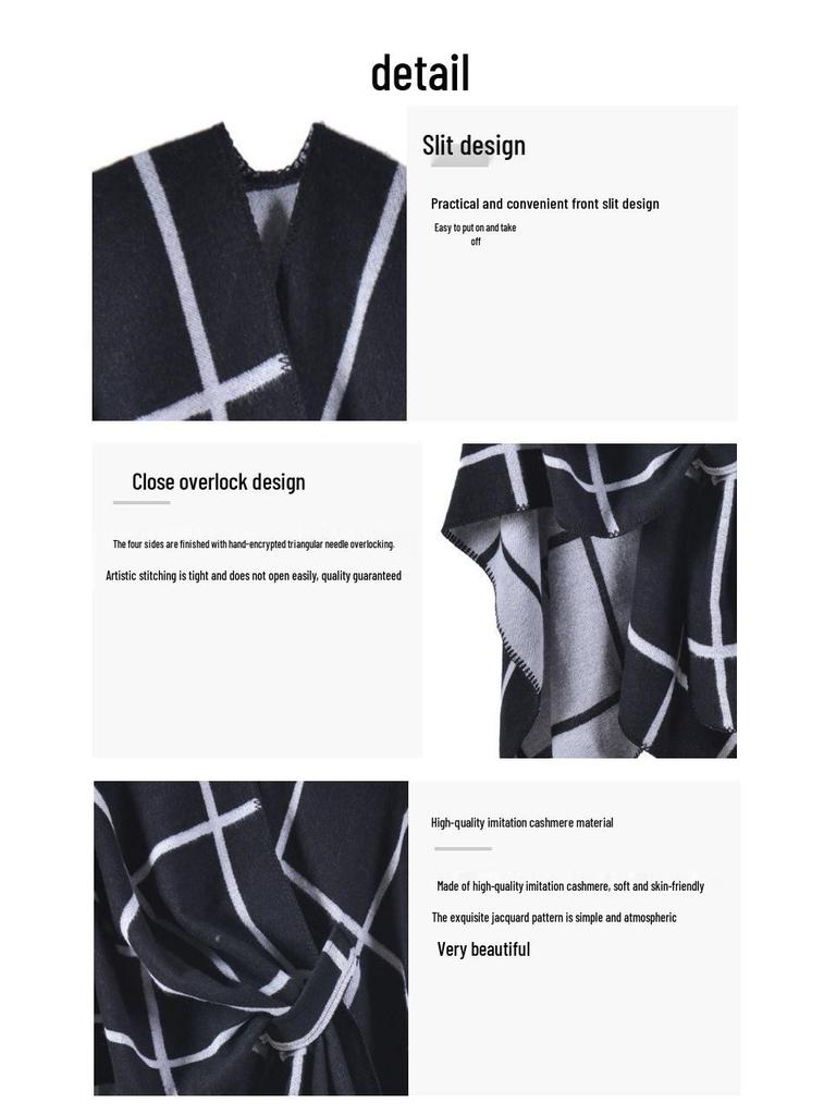 Classic Plaid Slit Shawl: Warm Autumn/Winter Cardigan Cloak