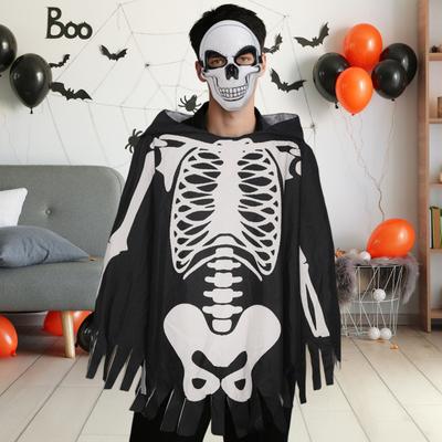Halloween Skelett Poncho Kapuzen Skelett Umhang Halloween Party Kostüm Cosplay Outfit für Kinder
