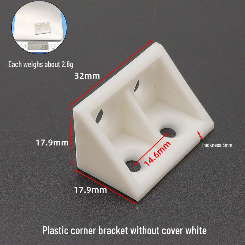 Verdickte L-förmige Eckhalterung aus Kunststoff zur 90°-Unterstützung von Schränken und Kleiderschränken