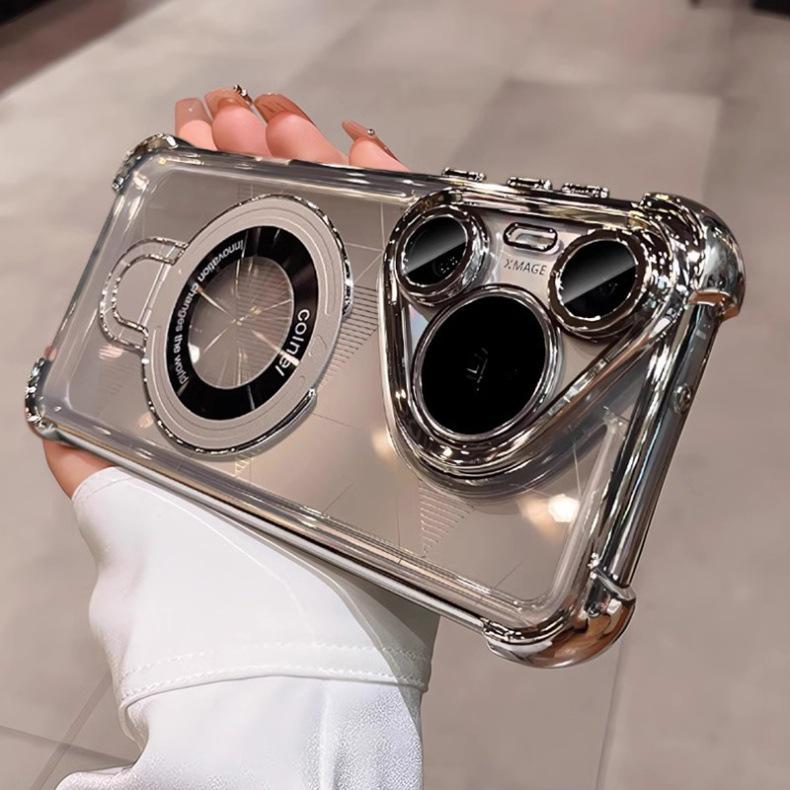 Electroplated Transparent Airbag Anti-fall Case with Lens Film for Huawei Pura80Pro Phone