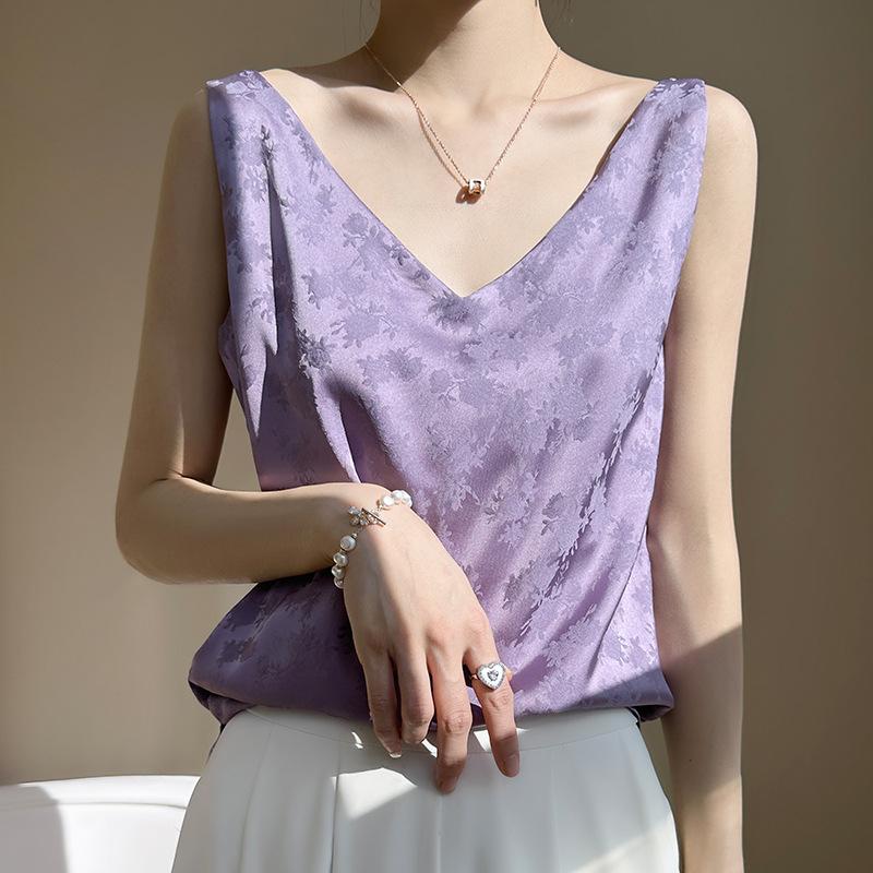 Acetic Acid Satin Vest Vest for Women In Summer New Loose and Versatile Sleeveless Suit Top