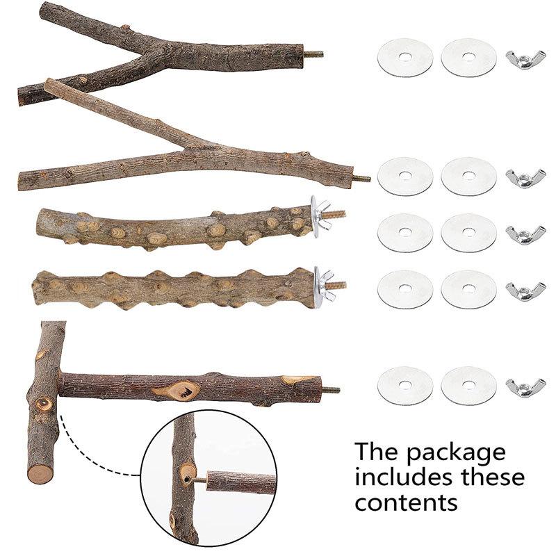 Parrot Perch Bird Cage Accessories Bird Wooden Branches Tree Branches Bird Standing Rods Standing Rods Set Bird Toys